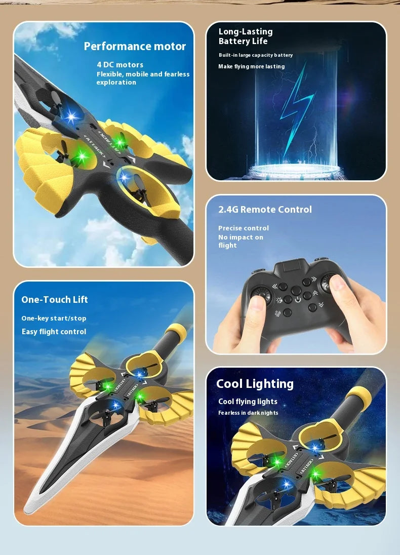 Gesture Controlled Flying Sword Drone with Remote Control Tidesmit