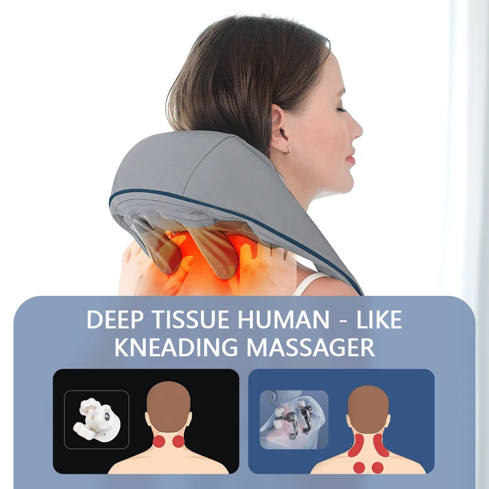Electric Neck and Shoulder Massager - Cordless Deep Tissue Heat Therapy Body Shaping Massage Equipment Tidesmit