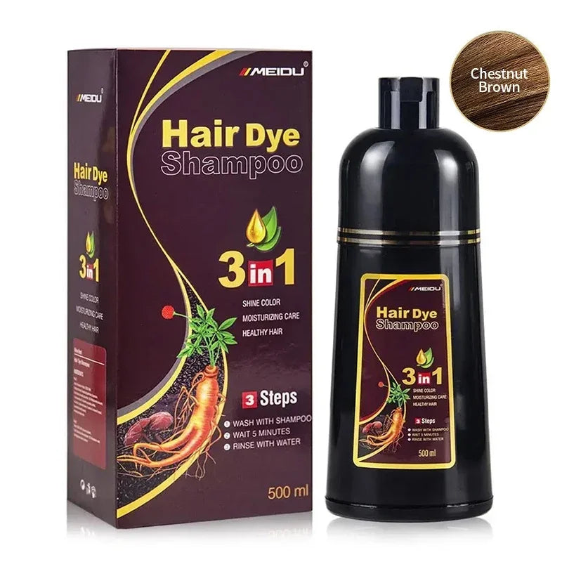 Black Hair Dye Shampoo 3 In 1 Quick Instant Coloring Shampoo Gray White Cover Natural Plant Fast Dye Long Lasting Dye Shampoo