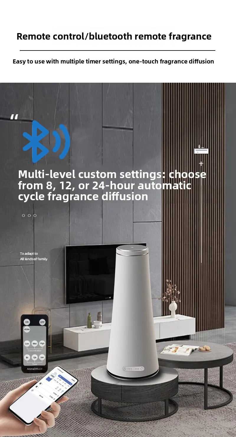 A800 Silent Aroma Diffuser Waterless Fragrance Scent Machine Rechargeable with Bluetooth APP Control Mood Light 300 Cubic Space