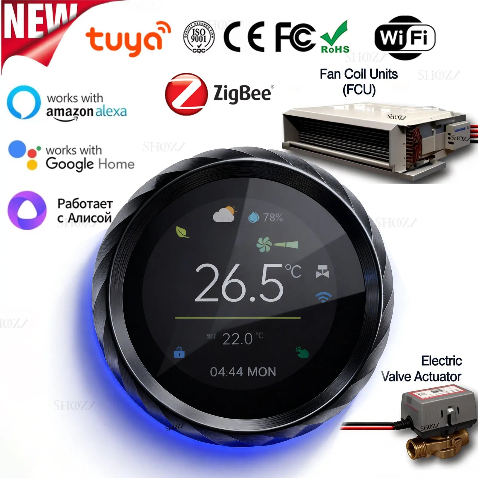 TUYA Zigbee/Wifi Knob Smart Thermostat Wireless Programmable °C/°F Heat Cool Air Conditione for Home HVAC Systems Energy Saving