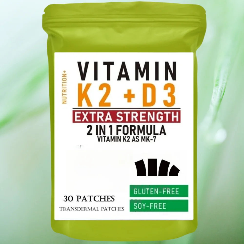30 Patches Vitamin K2 with D3 Patches Contains Vitamin D & K Complex Premium Biotin & Folic Acid Transdermal Patch