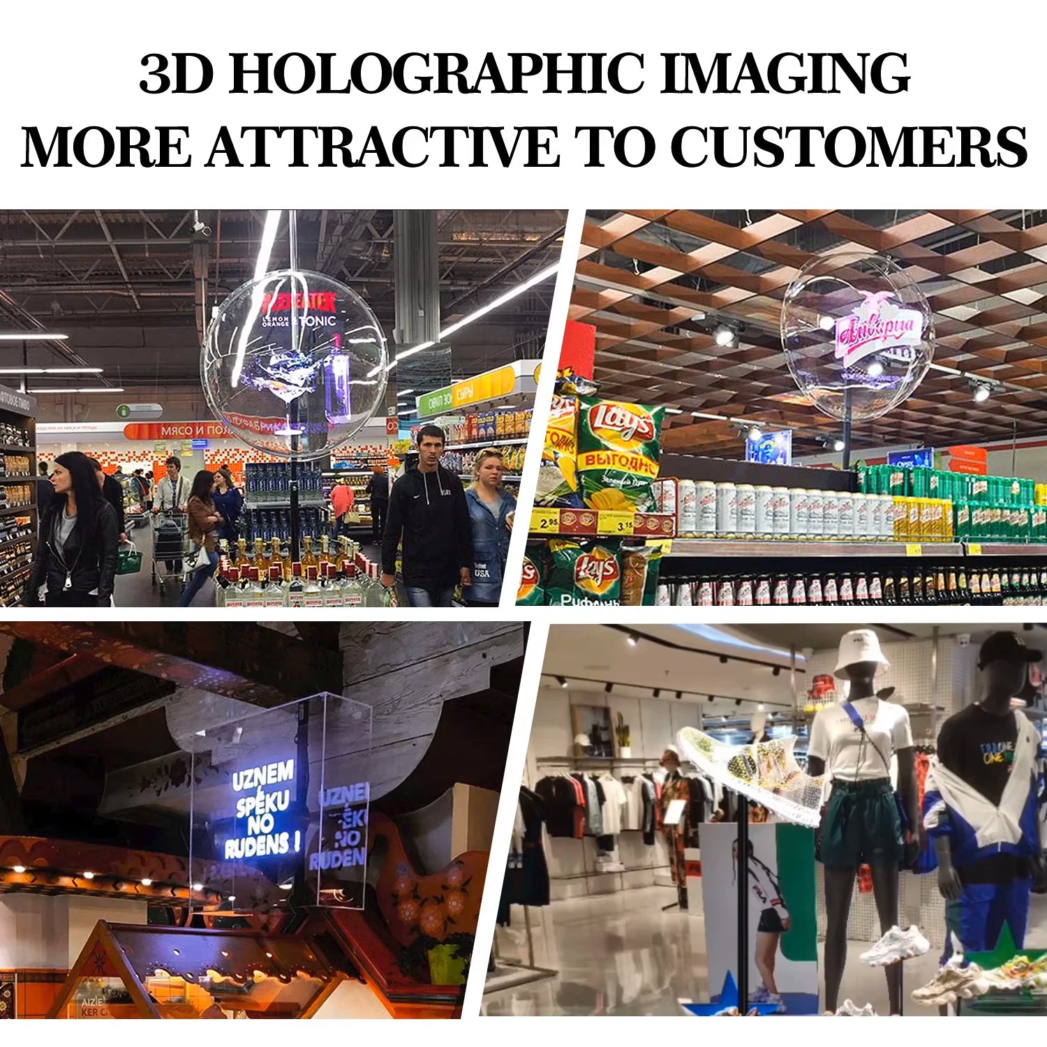 Ultra HD Naked Eye 3D Holographic Fan 100cm Shop Bar Commercial Advertising Light Support Wireless Upload Video Cloud Controll
