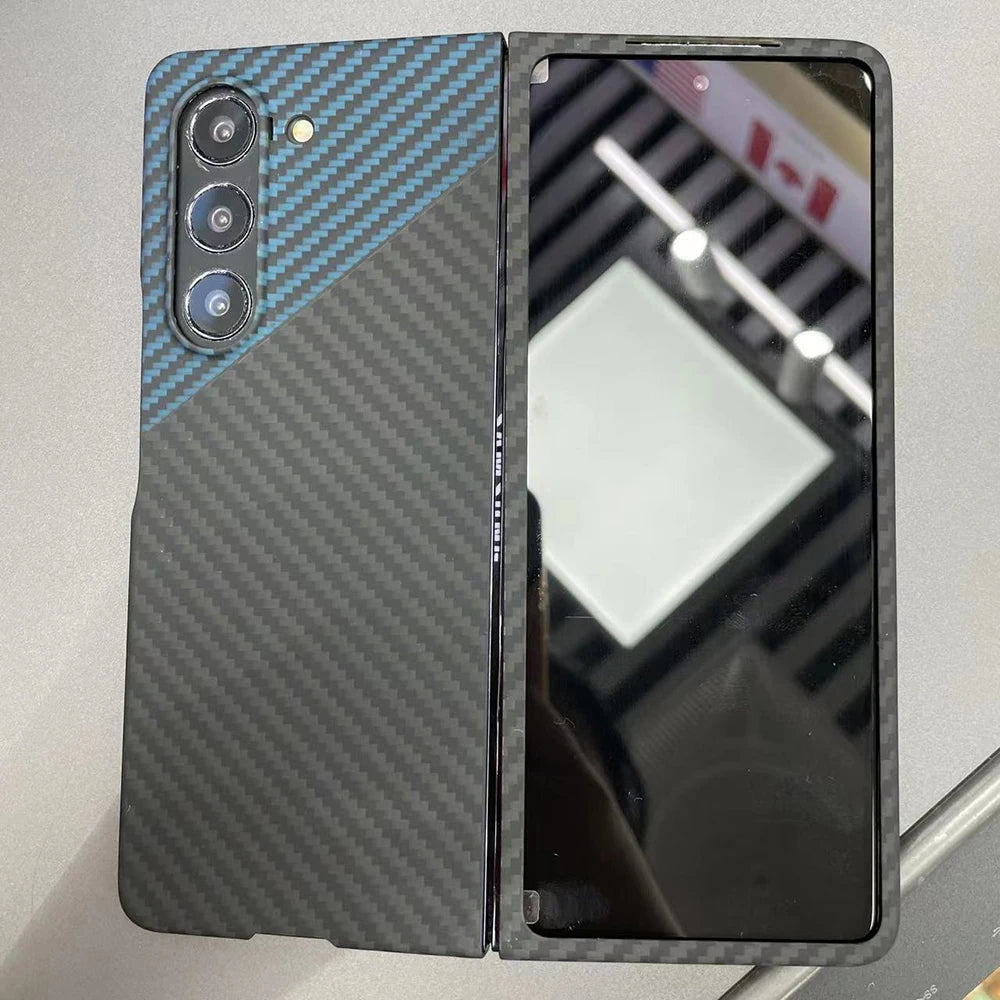 Samsung Galaxy Z Fold 6 Carbon Fiber Case | Ultra-Thin Aramid Cover BlackBlue(Big China Mainland Tidesmit