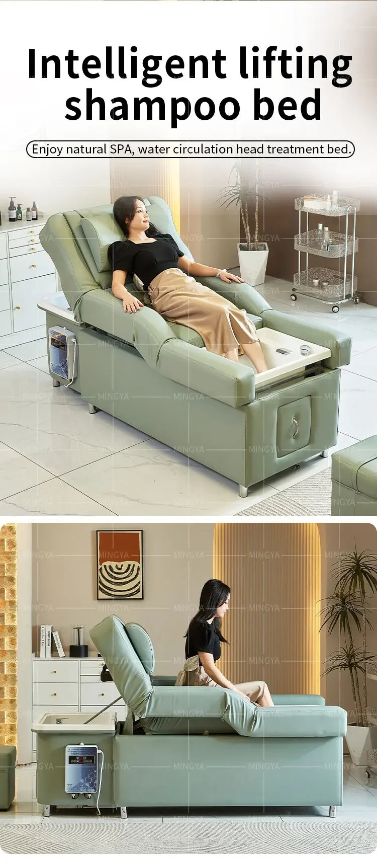 Electric Shampoo Bed for Head Therapy | Adjustable Salon Sofa | Tidesmit Massage Chairs Tidesmit