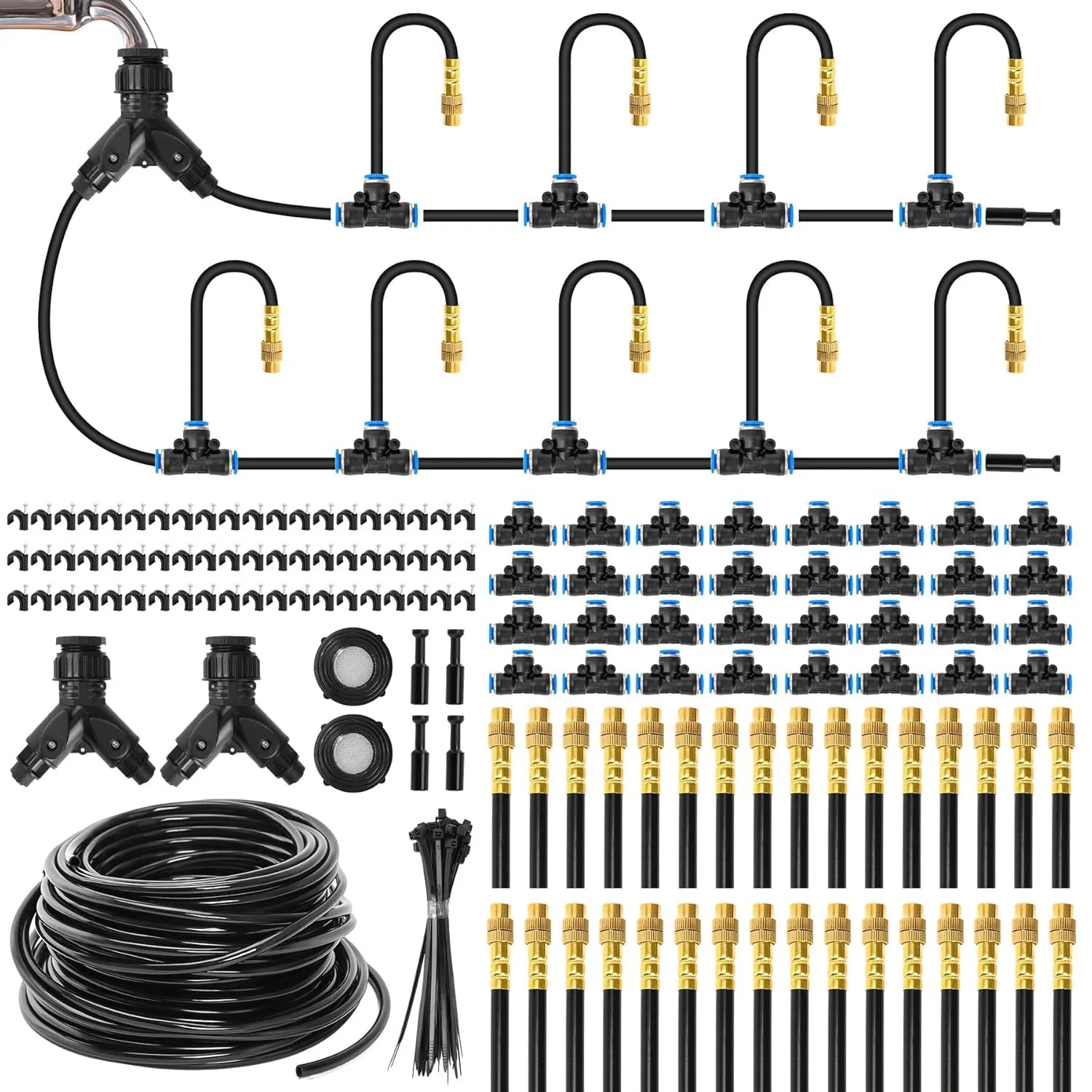 30M60M DIY Free Bending Universal Sprayer Kit 6mm Hose Patio Misting Cooling System for Garden Plant Fogging Watering Irrigation