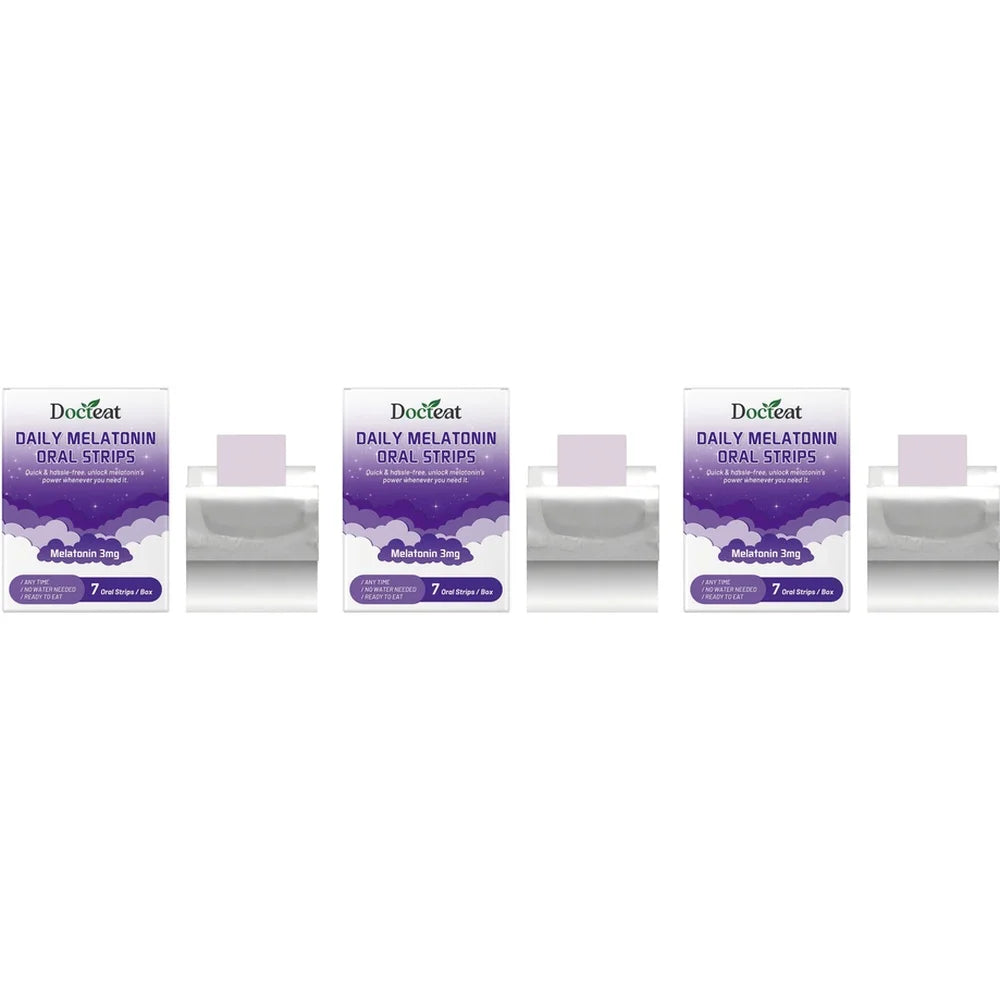 Docteat Daily Melatonin Oral Strips with Vitamin B6 No Water Needed Ready To Eat Dissolving Faster Sleep Onset 7 Oral Strips