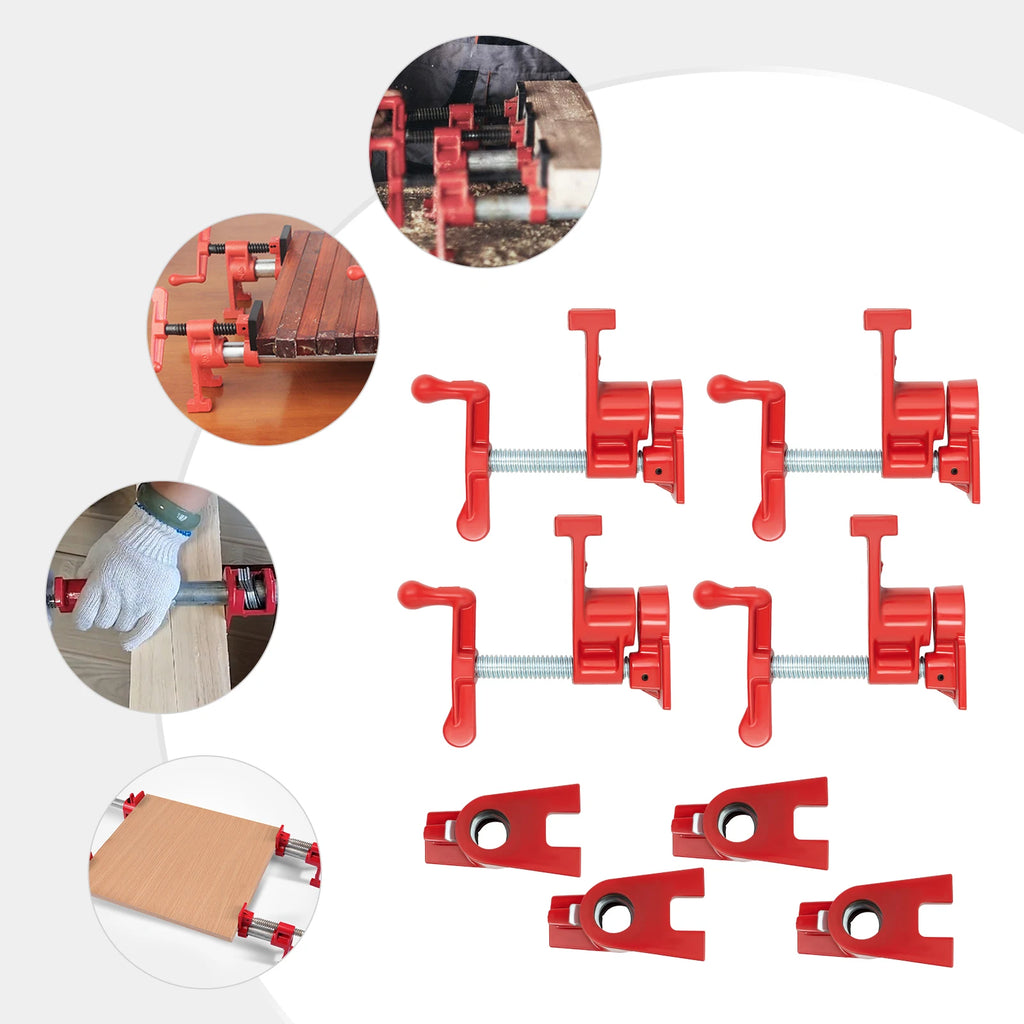 4 Pack Iron Woodworking Clamps,Heavy Duty Cast Iron Quick Release Bar Clamps, Wood Gluing Pipe  3/4" Pipe Clamp Set