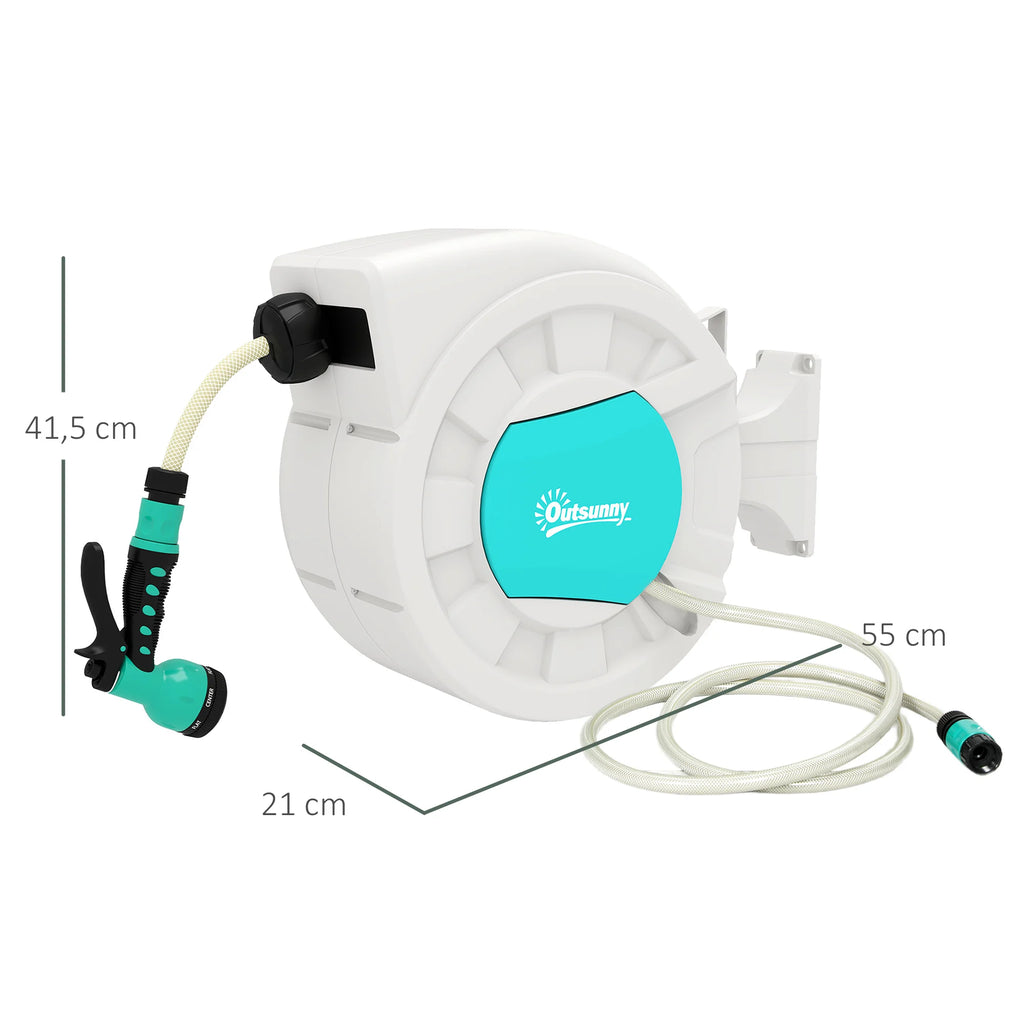 Outsunny Garden Hose Reel 20+2 m Automatic Return Lock