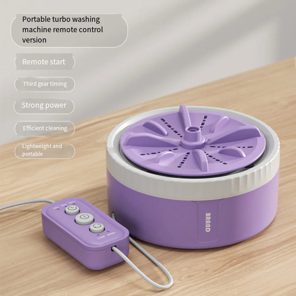 Tidesmit portable USB mini turbo ultrasonic washing machine for travel laundry and fruit cleaning remote control view