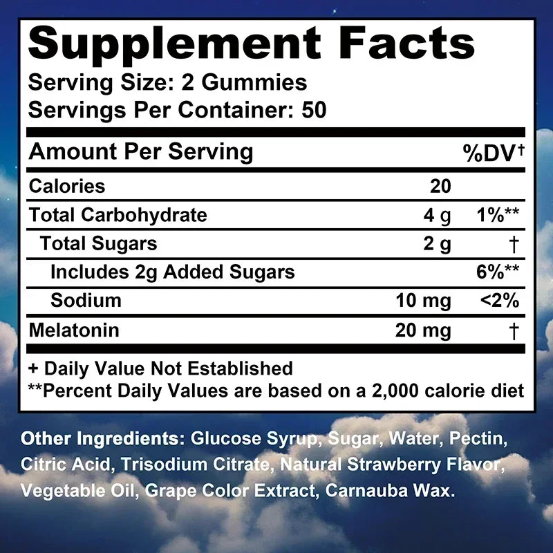 Melatonin 20 Mg Gummies - Relieve Insomnia Healthy Sleep Quality Deep Sleep Stress Relief