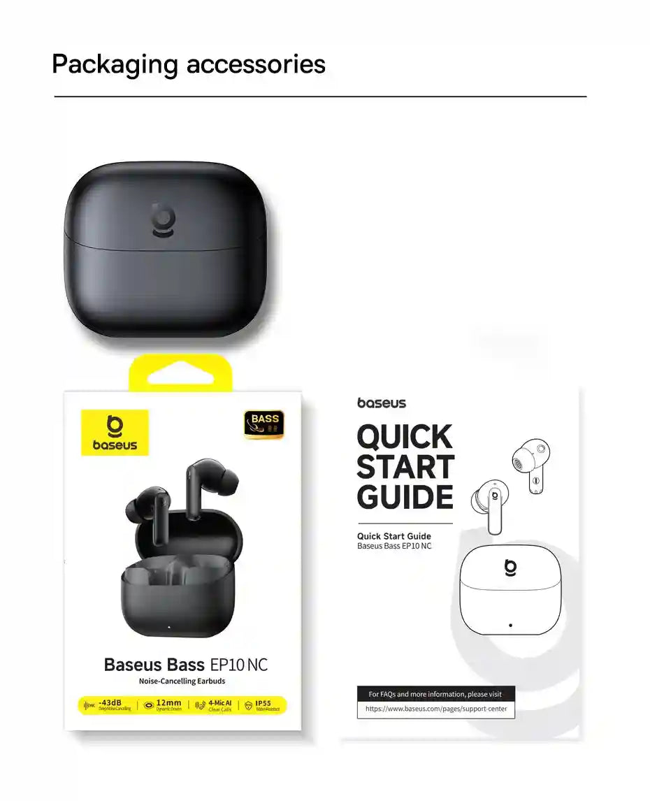 Tidesmit Wireless Headphones - 43dB Active Noise Cancellation, Black/White Tidesmit