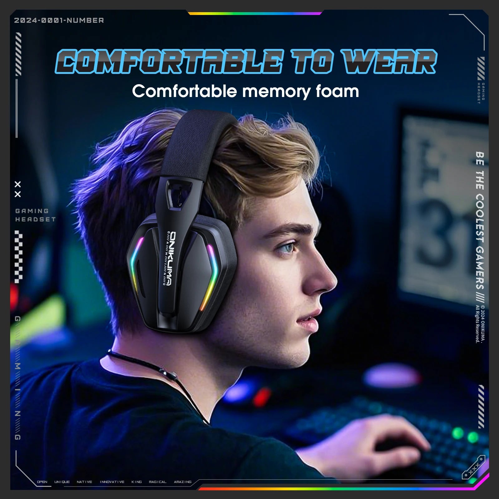 Tidesmit GT826 Wireless Over-Ear Gaming Headphones with Bluetooth 5.3 Tidesmit