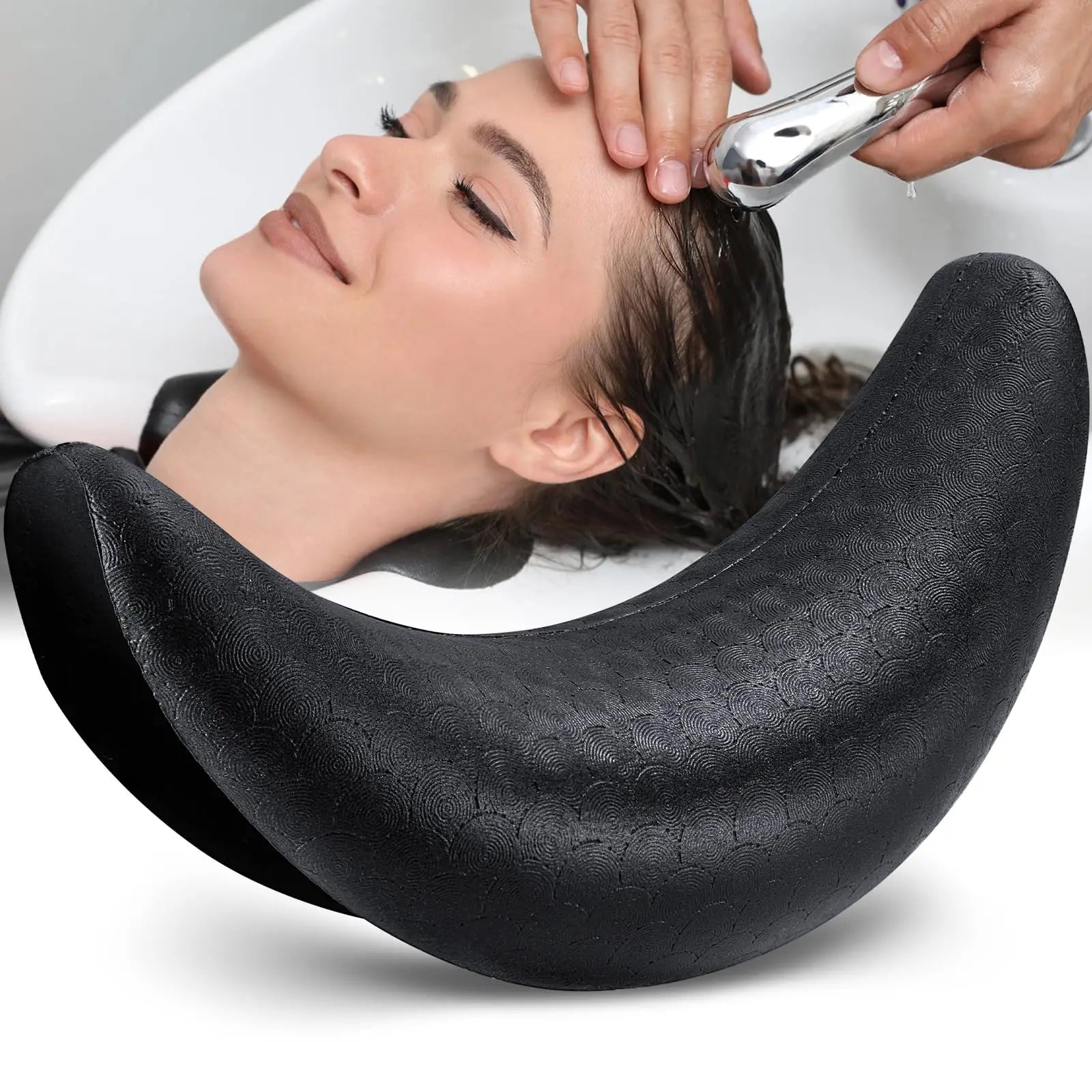Silicone Shampoo Bowl Neck Rest Pillow - Ergonomic Salon Cushion Black Massage Chairs Tidesmit