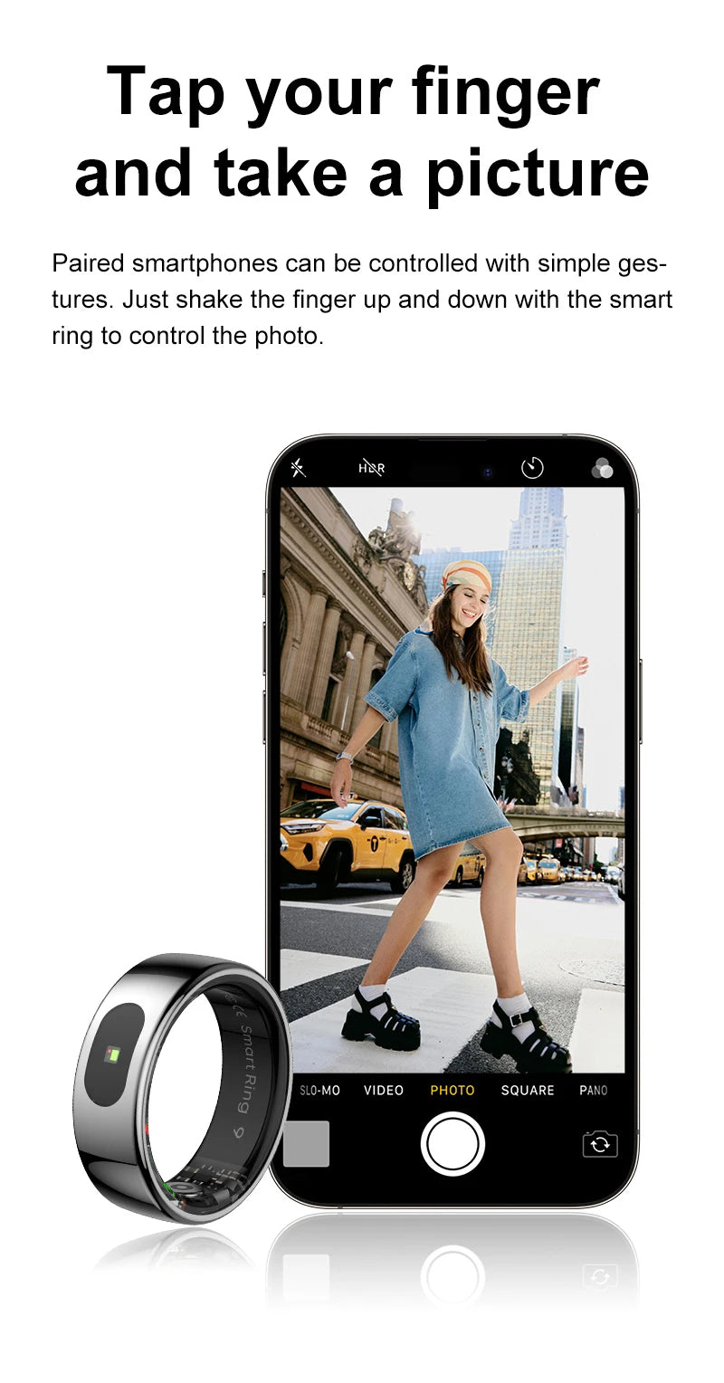R08 Smart Ring Men Women with Charging Case Health and Sleep Monitor 5ATM Waterproof Multi Sport Mode Heart Rate Monitoring NEW