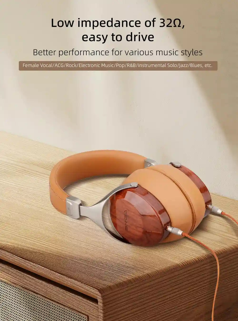Closed Back Wood Headphones - High Fidelity 50mm Studio Monitor Tidesmit