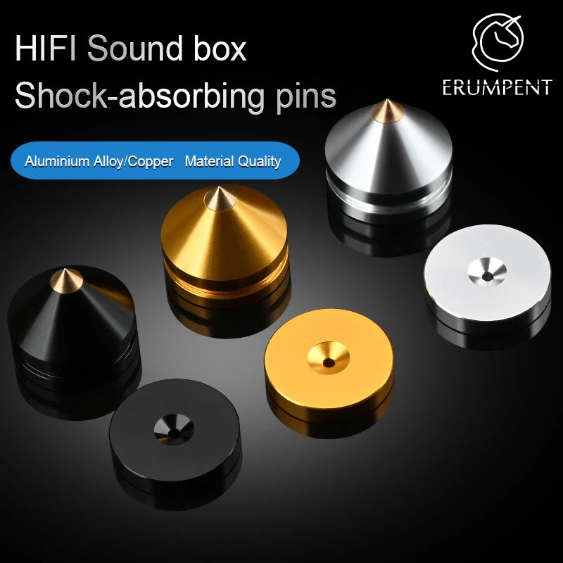 ERUMPENT 4PCS HiFi Speaker Stand Feet Foot Pad High Quality Shock-absorbing Pins Aluminium Alloy Metal Foot Pads for Sound Box