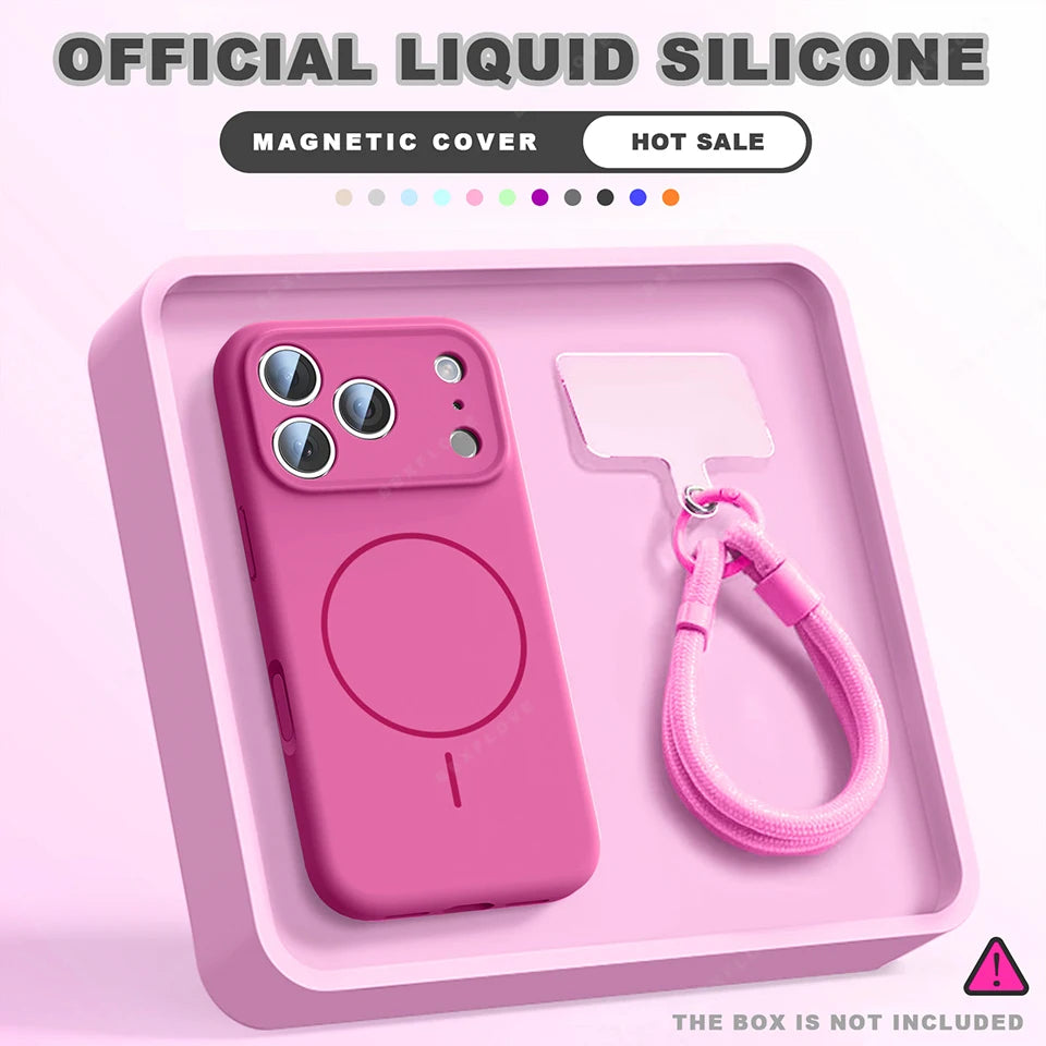 Magnetic iPhone Case with Wrist Strap – Slim Shock-Absorbing Cover Pitaya Tidesmit