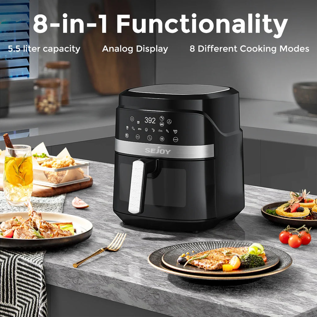 8-in-1 Air Fryer 6 Qt, Premium Ceramic Coating,Precise Heating for Even Results, Air Fry, Roast, Bake, Broil,Frozen, Proof,120V