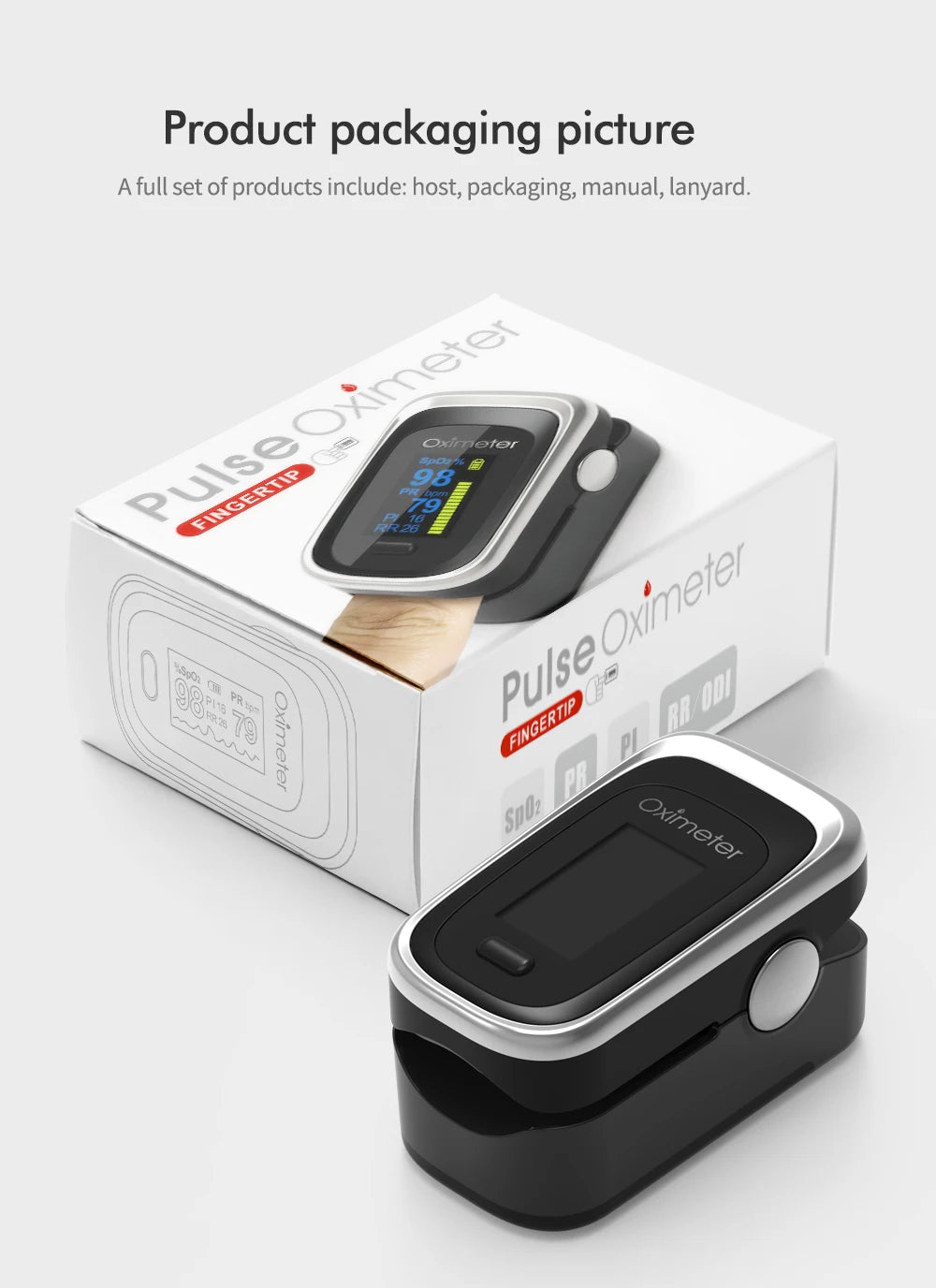 JianyouCare Finger Pulse Oled Oximeter Portable RR Blood Oxygen Saturation Meter Respiratory Rate Oximetro De Dedo Pulsioximetro