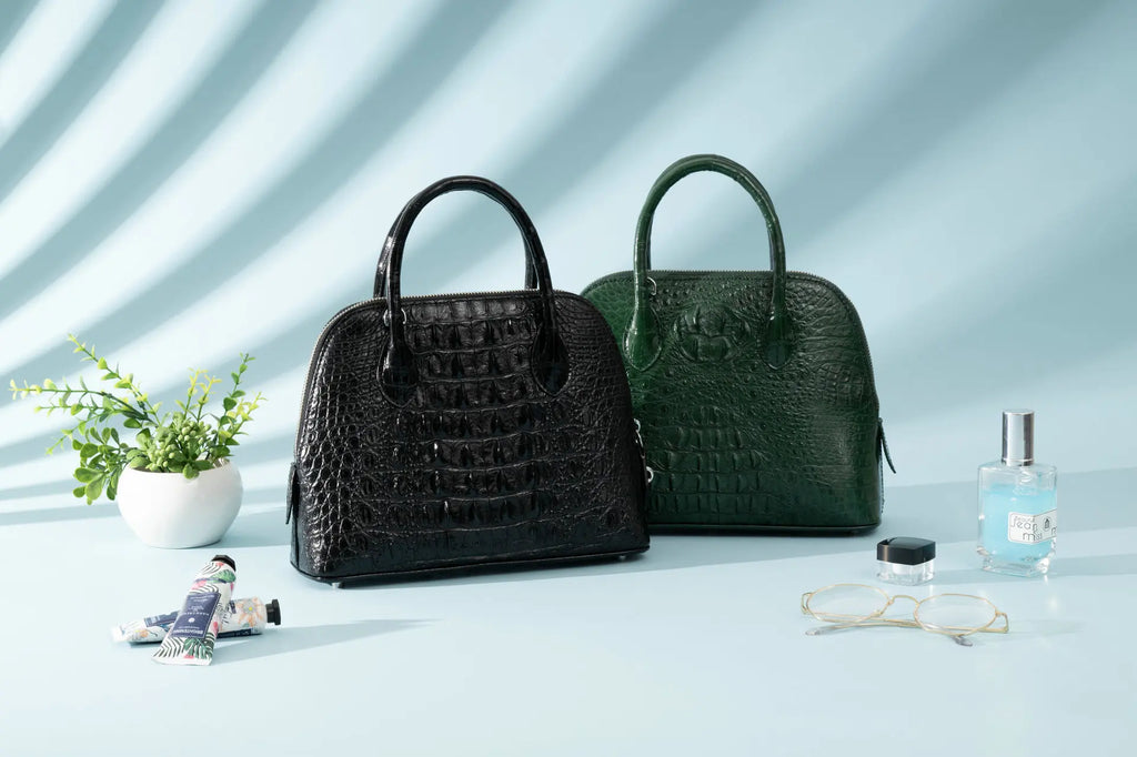 2024 Large Crocodile Leather Women's Bag Fashion Bowling Lady Handbag Genuine Leather Shuolder Crossbody Bag Travel Shell Bag 45