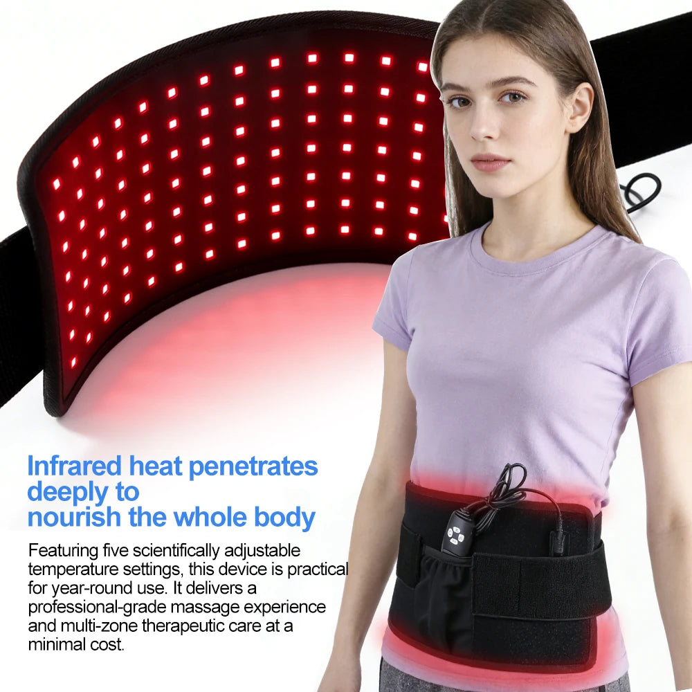 Red & Infrared 120pcs LED Light Therapy Belt 850nm 660nm Back Wrap Burn Fat Wrap Slimming Machine Waist Heat Pad Full Body