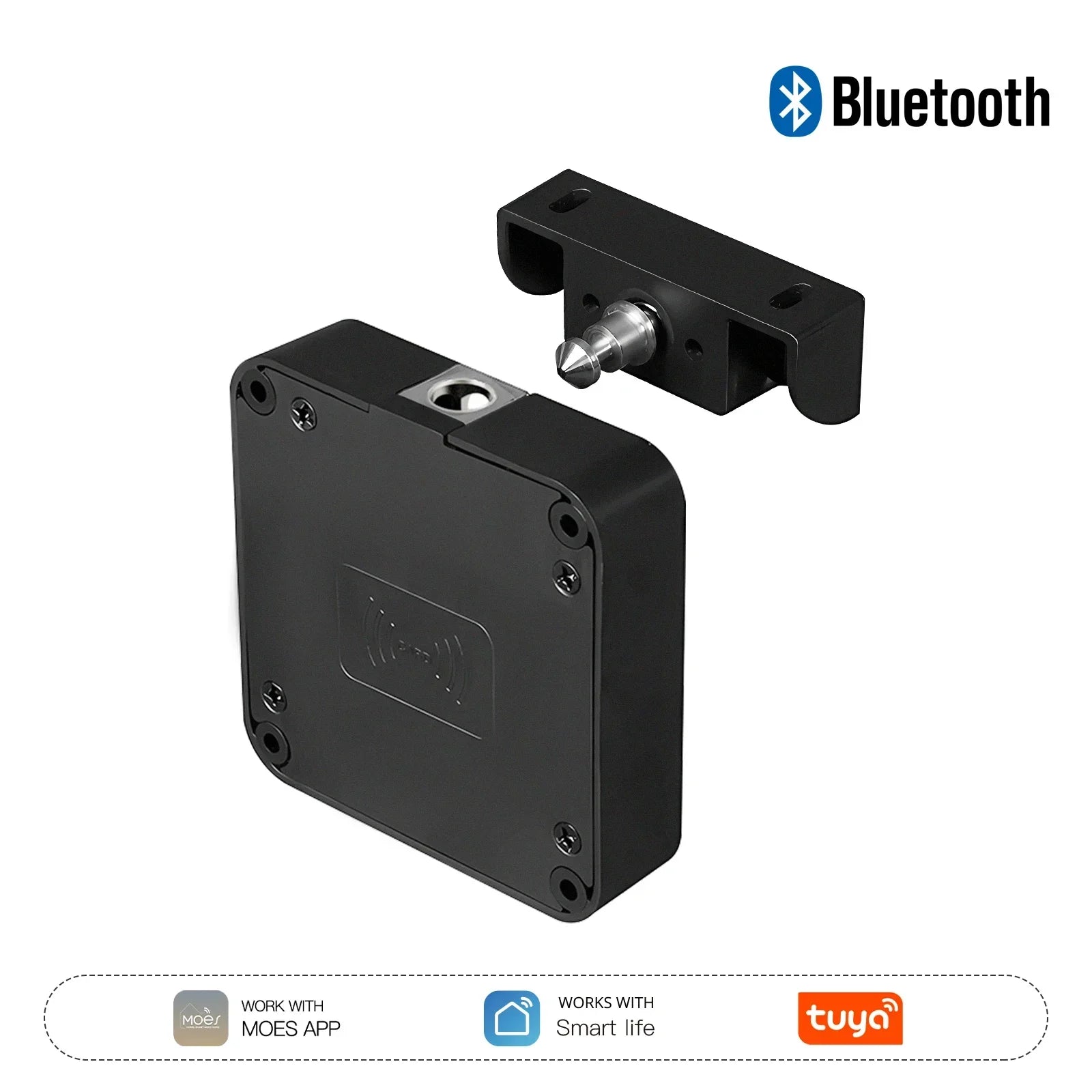 MOES Smart Bluetooth Drawer Lock Tuya App Remote Control Keyless IC Card Hidden Security Furniture Lock for Wood Cabinet Locker