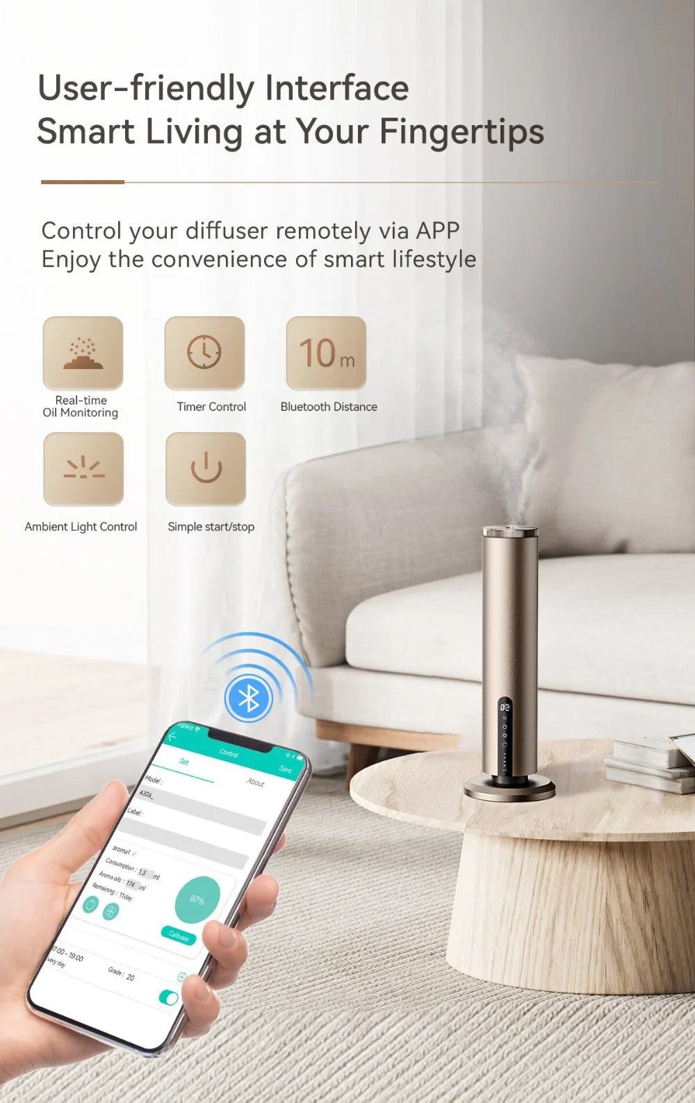 Professional Aroma Diffuser Electric Smell for Home Room Fragrance Waterless Scent Diffuser Smart Bluetooth Smell Distributor