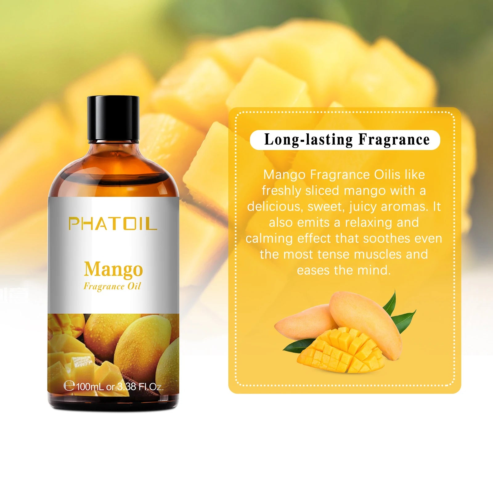 PHATOIL Fruit Fragrance Oils Coconut & Vanilla Lime Mango Strawberry Banana 100ml Aromatherapy Fragrance Oils For Diffuser