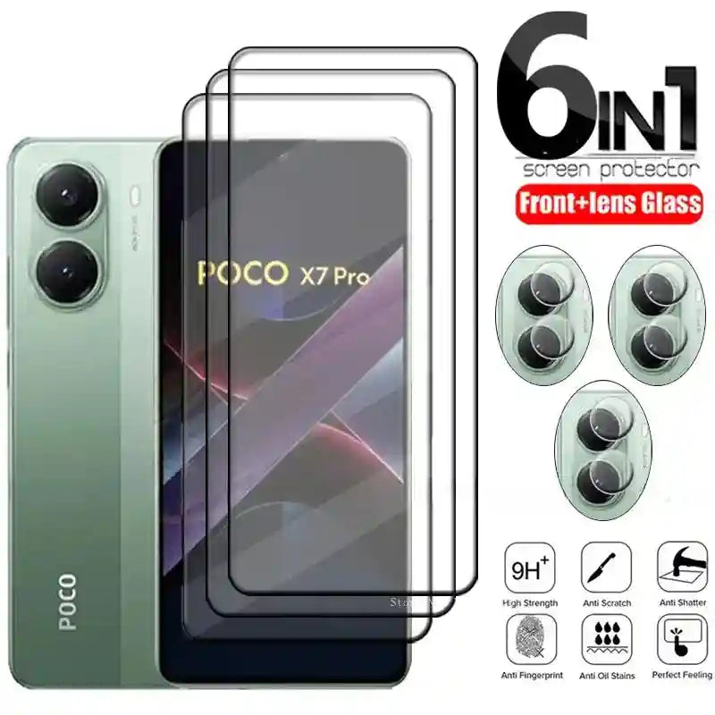 Poco X7 Pro Screen Protector: 6-in-1 Tempered Glass & Lens Kit AE Tidesmit