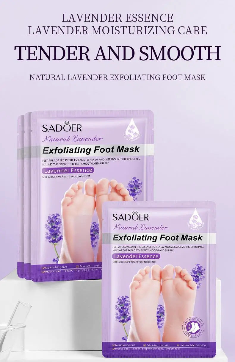 Lavender Foot Mask Moisturizing Exfoliating Treatment - 5 Pairs Set Scrubs Treatments Tidesmit