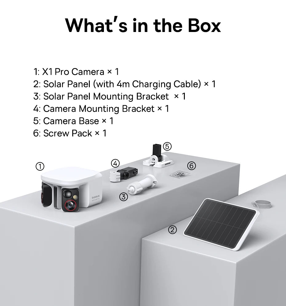 Baseus Security X1 Pro Outdoor Dual Camera Wireless 3K Camera Solar Panel Face Recognition Smart AI Tracking Security Camera