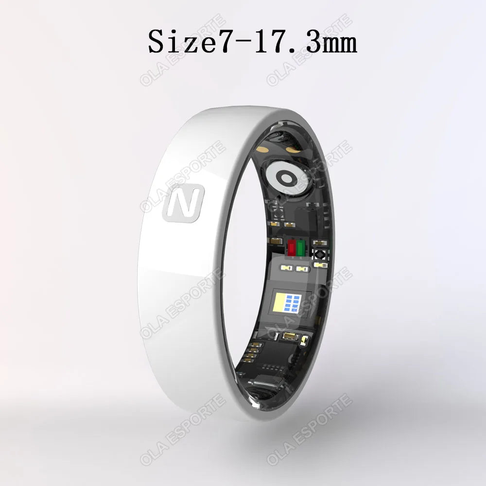 Smart Health Ring - Waterproof Fitness Tracker with Biometric Sensor White 7 Tidesmit