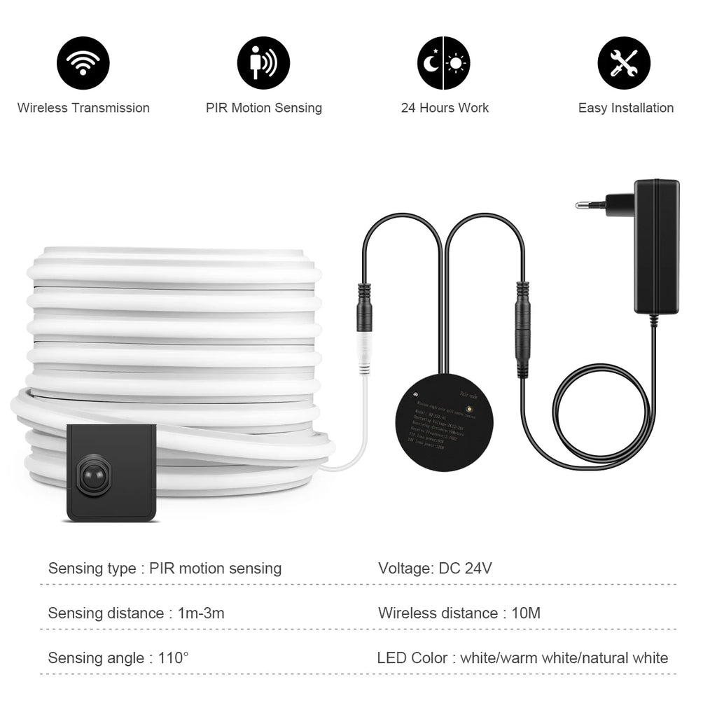 One/Dual Motion Sensor Switch COB Neon LED Strip Night Lights Wireless RF Reciever Control Smart Switch LED Corridor Stair Light