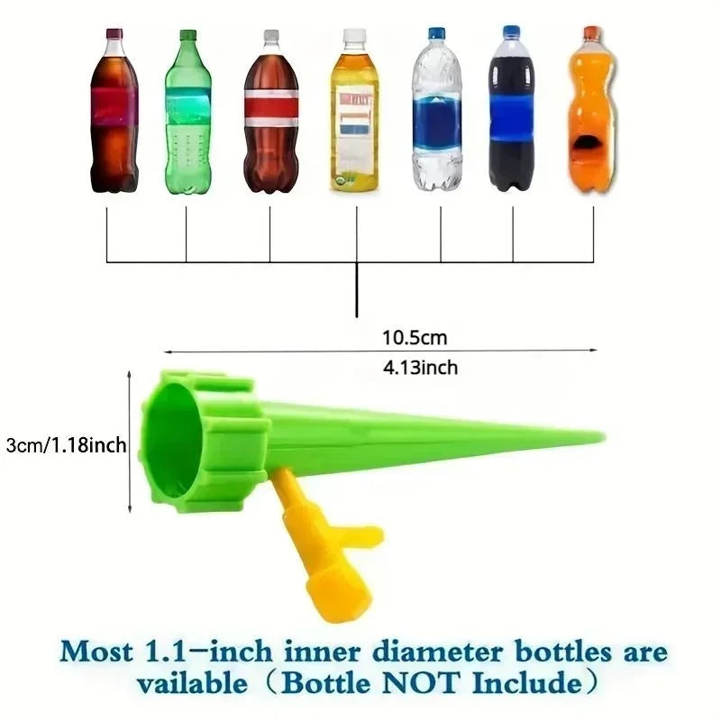 Green drip irrigation spike size diagram with bottle color options above.