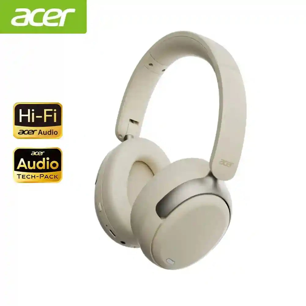 Wireless Noise Cancelling Headphones - Over-Ear Bluetooth Spatial Audio WHITE Tidesmit
