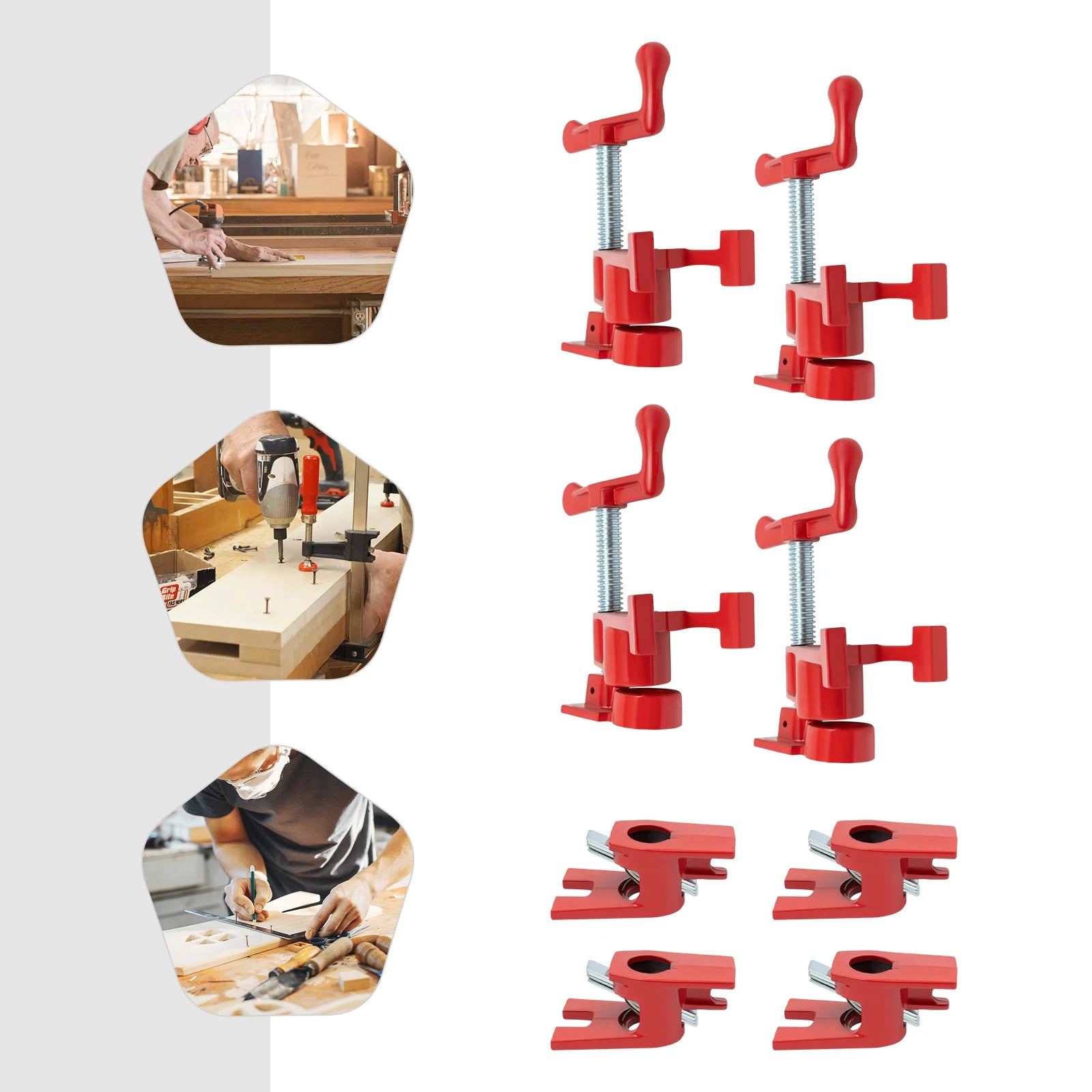 4 Pack Iron Woodworking Clamps,Heavy Duty Cast Iron Quick Release Bar Clamps, Wood Gluing Pipe  3/4" Pipe Clamp Set