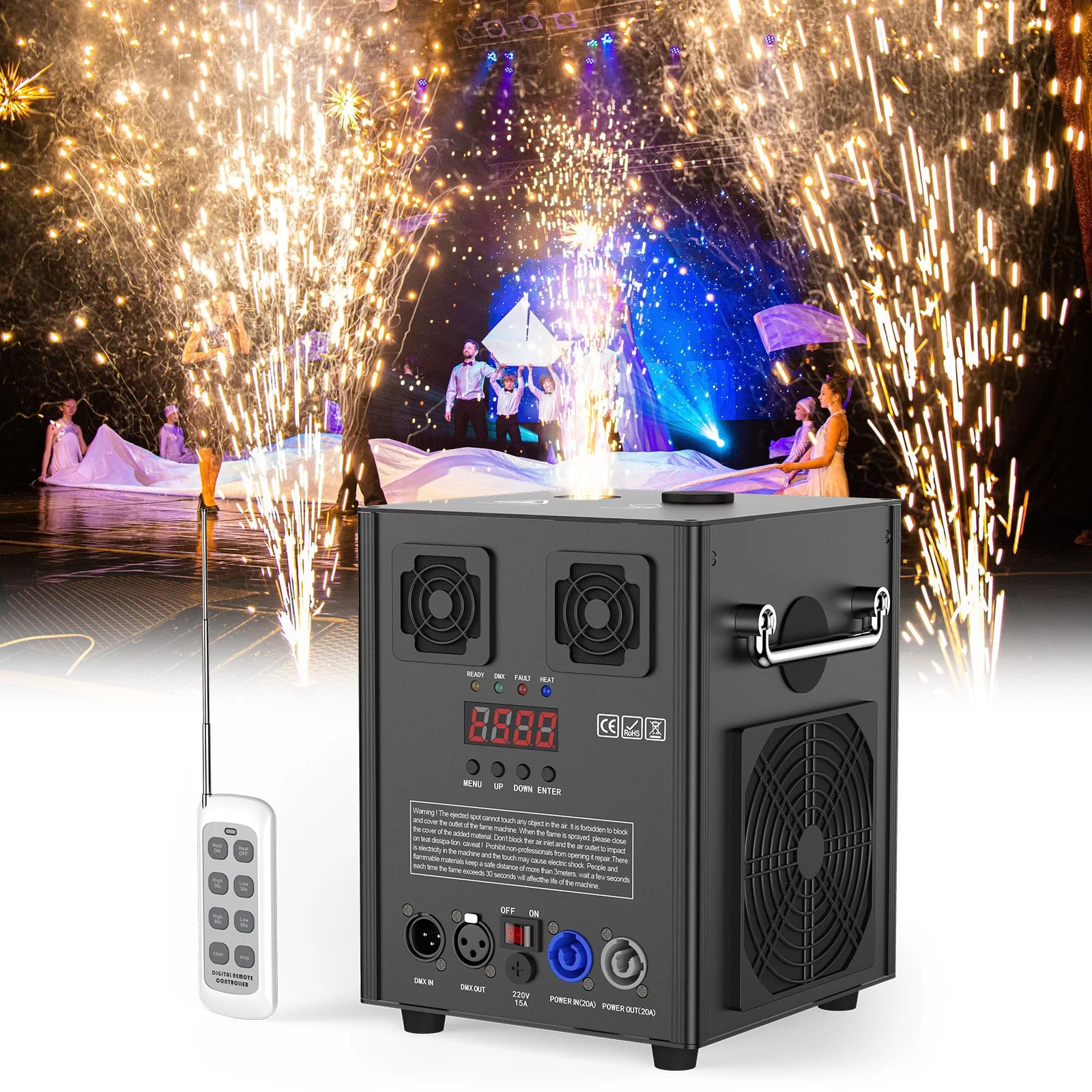 U'King 700W Cold Sparks Machine Indoor/Outdoor Electronic Flower Spraying Machine Fire-work Machine for Wedding Show Party
