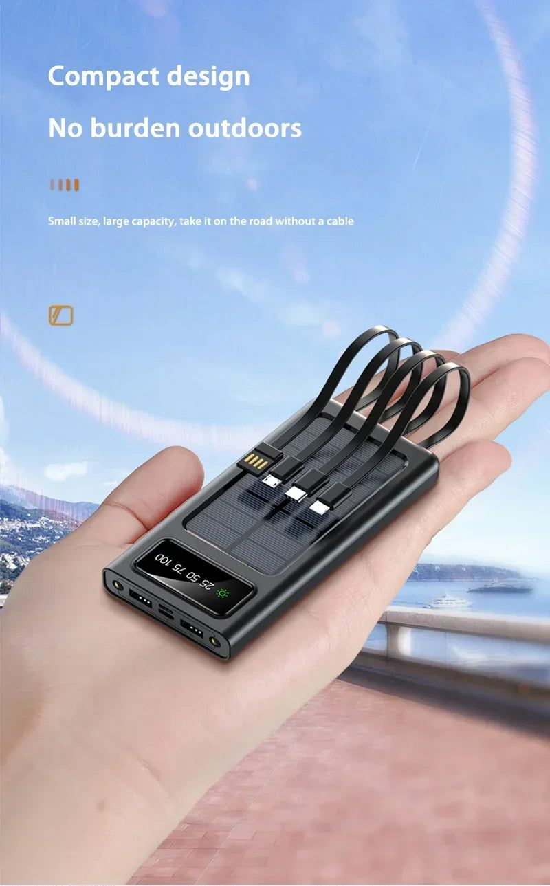 Portable Charger 200000mAh Power Bank with 4 Built-in Cables - Tidesmit Tidesmit