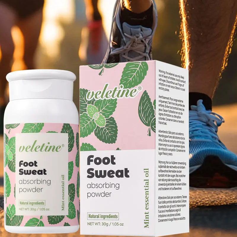 Tidesmit organic foot deodorant powder, 3 pack, natural sweat-absorbing formula keeps feet cool, dry, and odor-free.