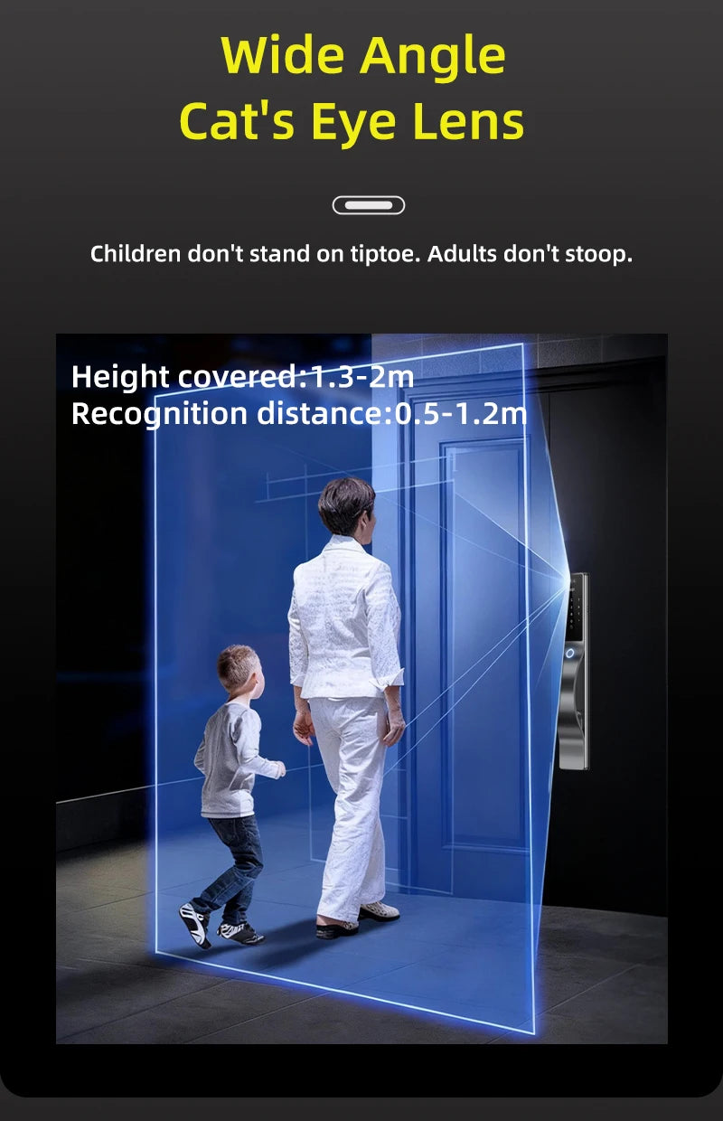 3D Face Recognition Digital Door Lock Unlock Smart Lock With Camera FIngerprint Password Unlock Keyless Electronic Door Lock