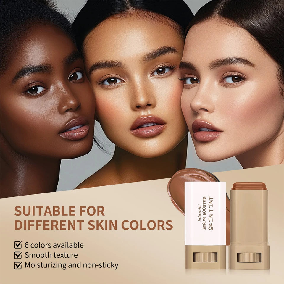 Tidesmit foundation stick serum boosted skin tint balm texture close-up for moisturizing coverage and even skin tone