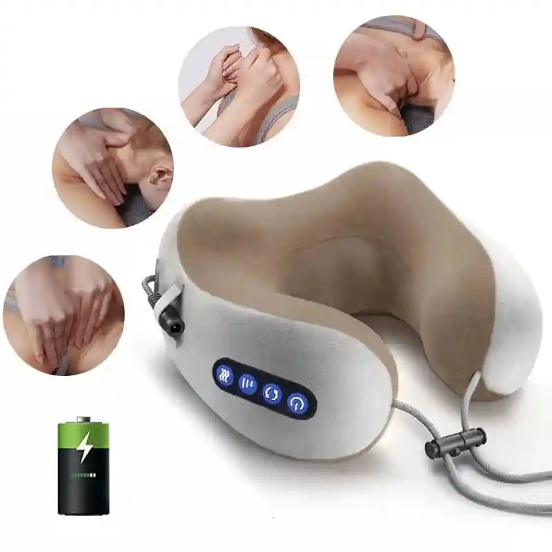 Portable Neck Massager Pillow | U-Shaped Cervical Support with Heat Massage Roller Tidesmit