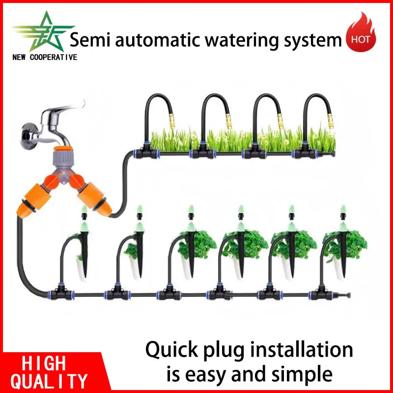 Kit Rotating Copper Nozzle Watering Irrigation Patio Misting Cooling System 8mm PE Pipe Universal Automatic Irrigation Sprinkler
