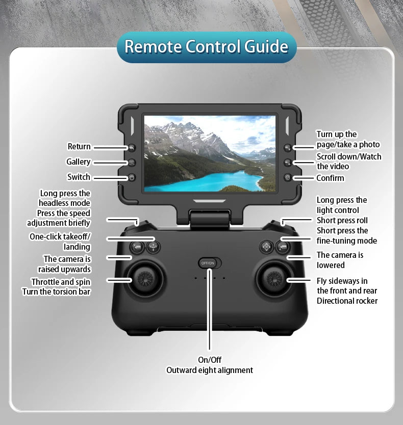 4K Camera Drone with Display Remote - Foldable GPS Obstacle Avoidance Tidesmit