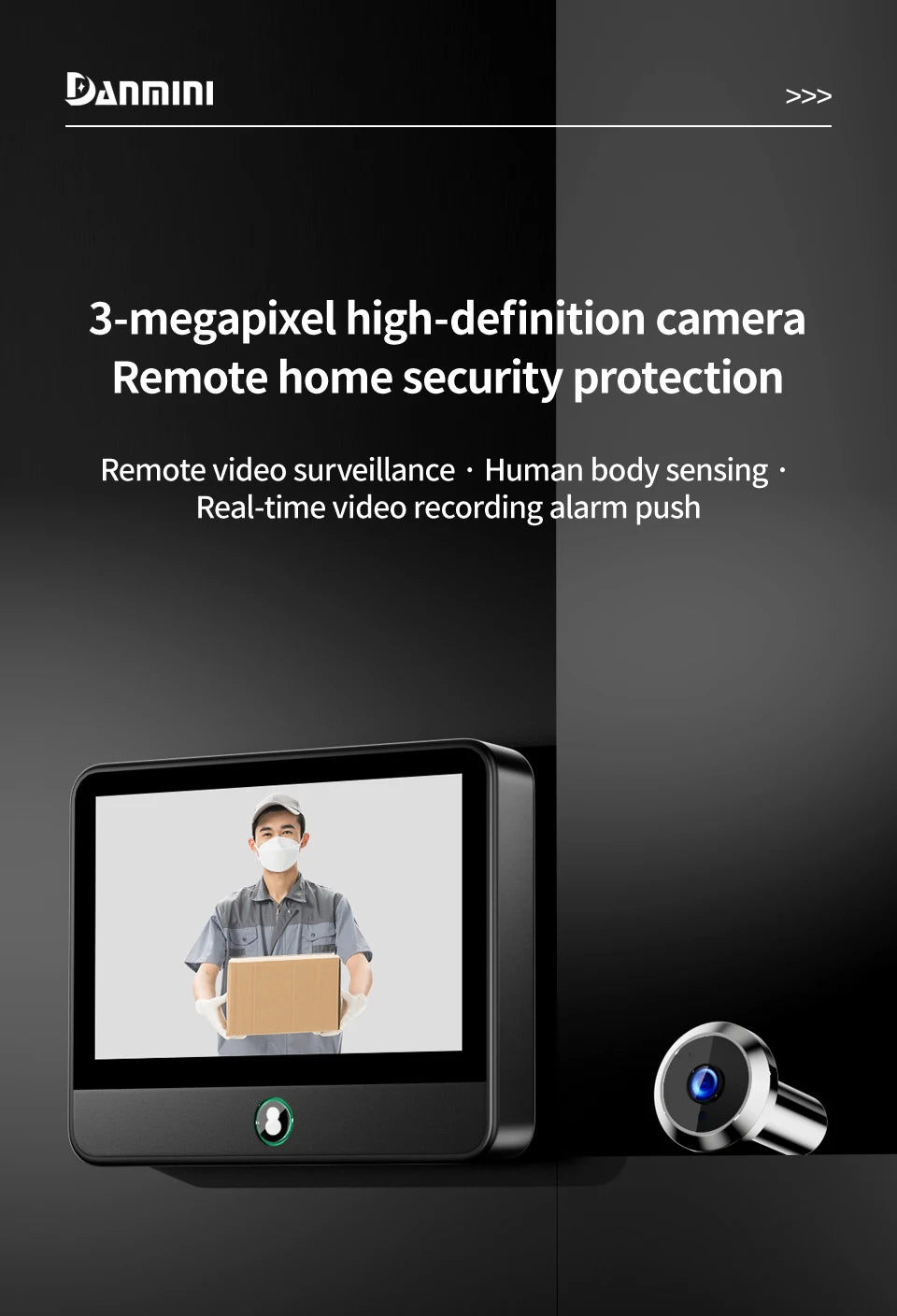 WiFi Digital Door Peephole Camera 4.3Inch Tuya Smart LIfe Eye Cat Human Detection 3MP 120°Angle Night Vision Hidden Video Viewer
