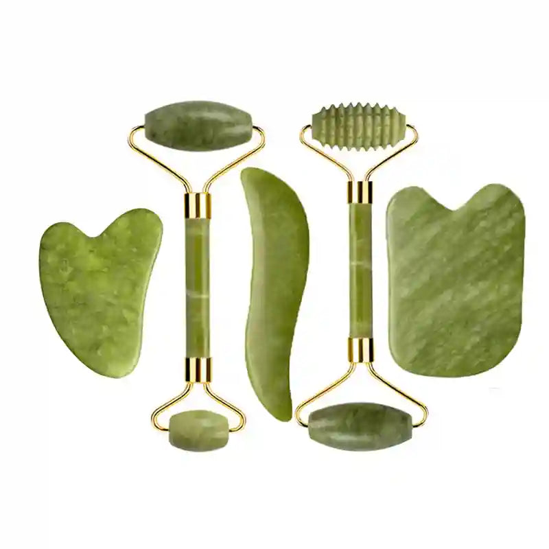 Jade Roller and Gua Sha Set: Natural Facial Massage Tool Kit Massage Roller Type 11 Tidesmit