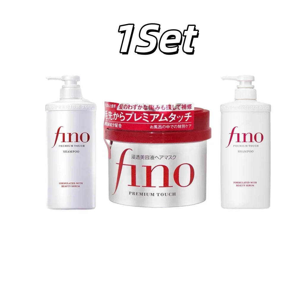 Fino Premium Touch Hair Care Set Deep Repair Damaged Hair Oil Control Volumizing Smooth Shiny Hair Mask Conditioner