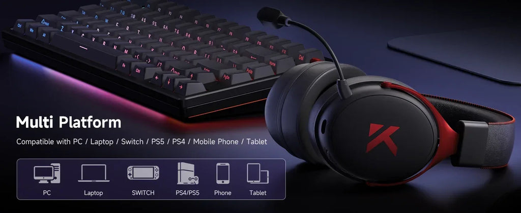 MCHOSE Wireless Gaming Headset Surround Sound Noise Canceling Tidesmit Tidesmit