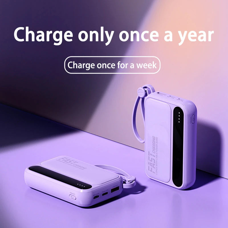Portable Power Bank with Built-in Cables - Fast Charging 50000mAh Tidesmit